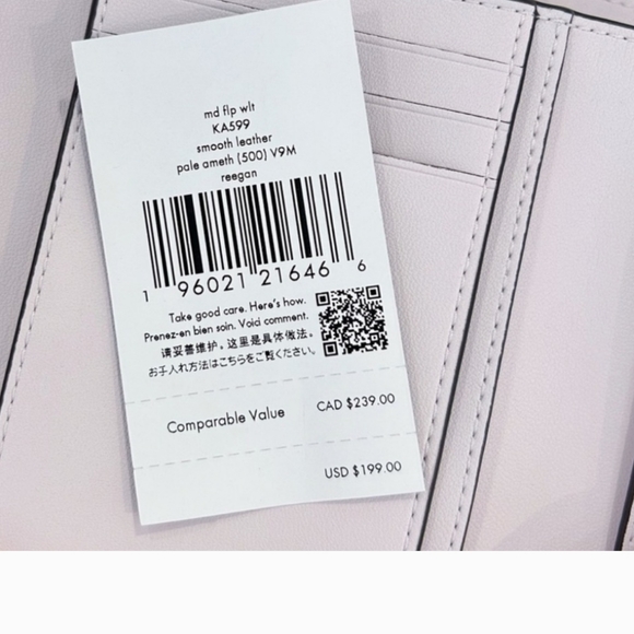 Kate Spade Reegan Leather Medium Flap Wallett, Pale Amethyst NWT - Picture 5 of 10